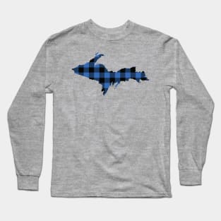 Upper Peninsula of Michigan Blue Flannel State Long Sleeve T-Shirt